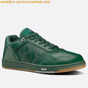 Replica Dior Men's B27 World Tour Sneakers In Green Leather