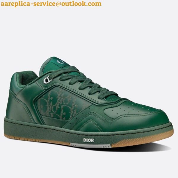 Replica Dior Men's B27 World Tour Sneakers In Green Leather 3