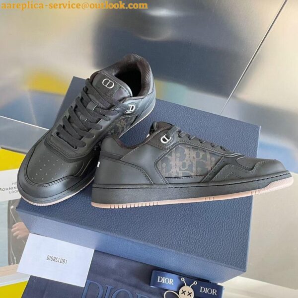 Replica Dior Men's B27 World Tour Sneakers In Black Leather 13