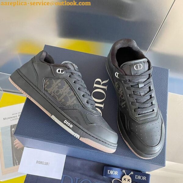 Replica Dior Men's B27 World Tour Sneakers In Black Leather 14