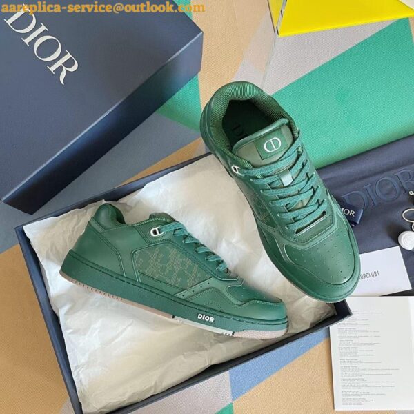 Replica Dior Men's B27 World Tour Sneakers In Green Leather 6