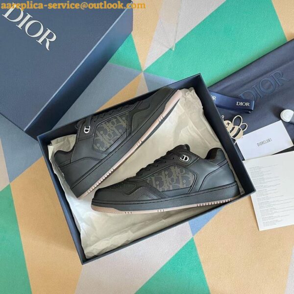 Replica Dior Men's B27 World Tour Sneakers In Black Leather 15