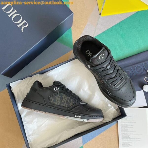 Replica Dior Men's B27 World Tour Sneakers In Black Leather 16