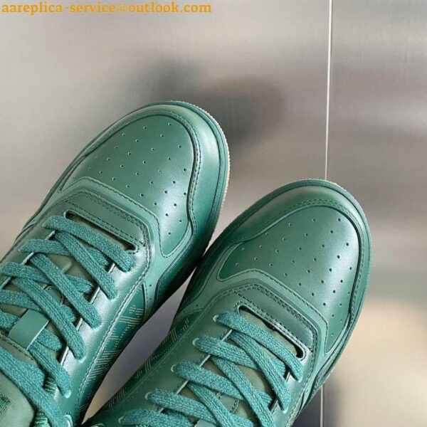 Replica Dior Men's B27 World Tour Sneakers In Green Leather 8