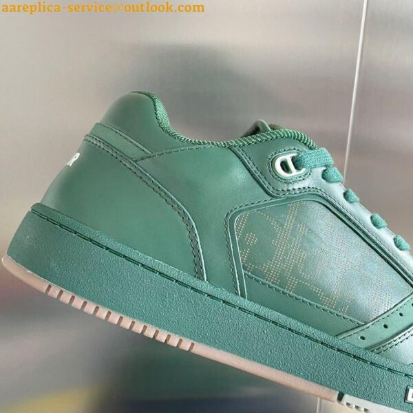 Replica Dior Men's B27 World Tour Sneakers In Green Leather 9