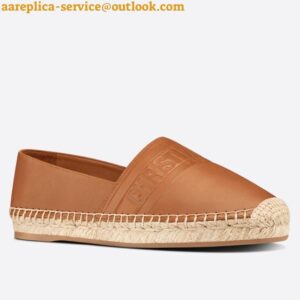 Replica Dior Granville Espadrilles In Brown Embossed Lambskin