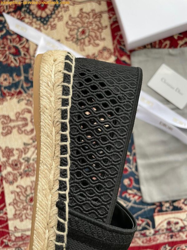 Replica Dior Granville Espadrilles In Black Mesh Embroidery 18