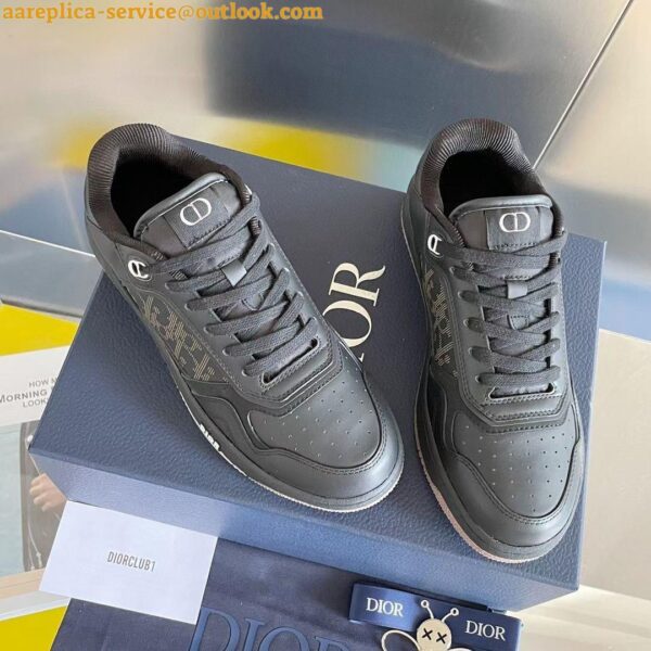 Replica Dior Men's B27 World Tour Sneakers In Black Leather 20