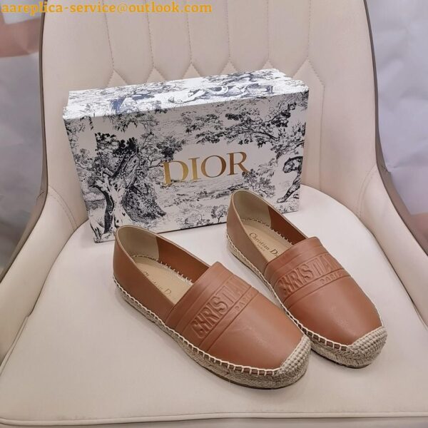 Replica Dior Granville Espadrilles In Brown Embossed Lambskin 5