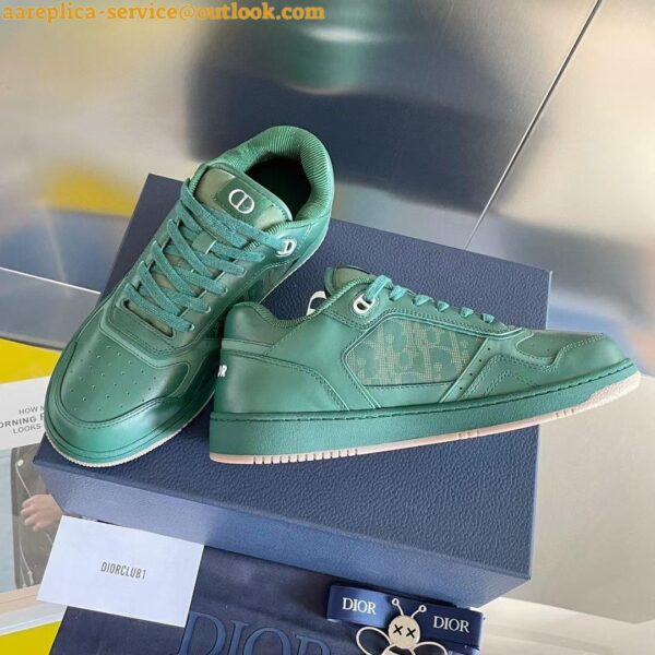 Replica Dior Men's B27 World Tour Sneakers In Green Leather 11