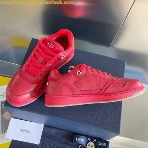 Replica Dior Men's B27 World Tour Sneakers In Red Leather 2