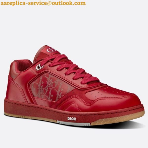 Replica Dior Men's B27 World Tour Sneakers In Red Leather 4