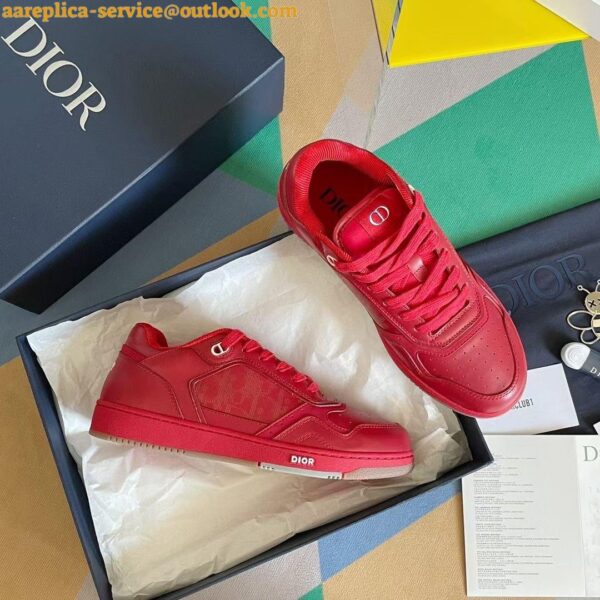 Replica Dior Men's B27 World Tour Sneakers In Red Leather 5