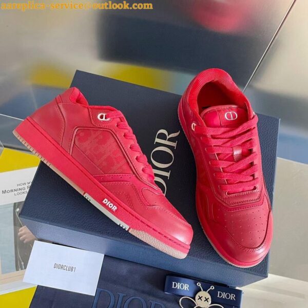 Replica Dior Men's B27 World Tour Sneakers In Red Leather 6