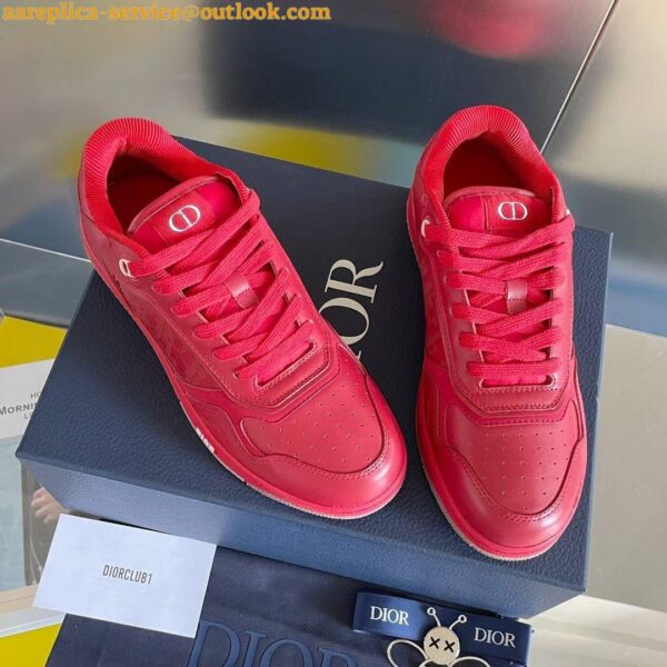 Replica Dior Men's B27 World Tour Sneakers In Red Leather 7