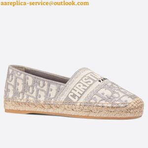 Replica Dior Granville Espadrilles In Grey Oblique Embroidered Cotton