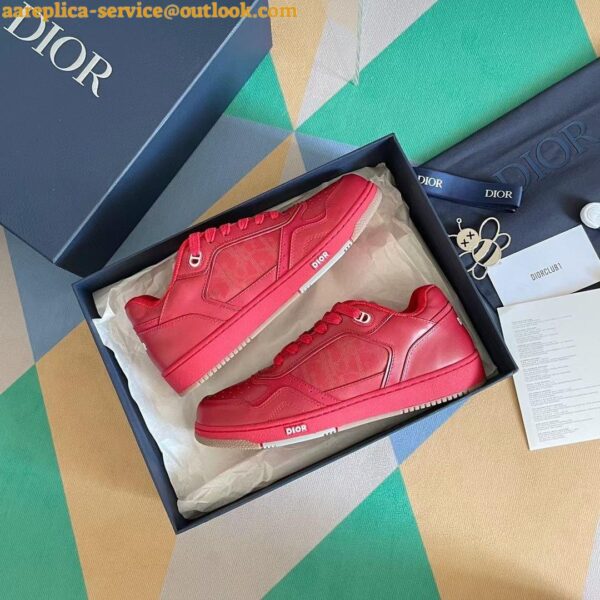 Replica Dior Men's B27 World Tour Sneakers In Red Leather 8