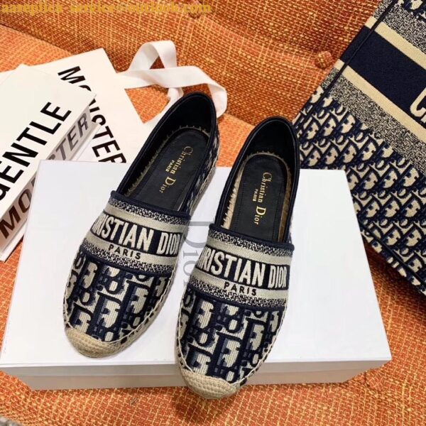 Replica Dior Granville Espadrilles In Blue Oblique Embroidered Cotton 23