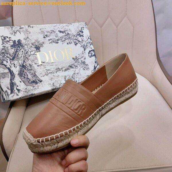 Replica Dior Granville Espadrilles In Brown Embossed Lambskin 15