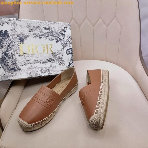 Replica Dior Granville Espadrilles In Brown Embossed Lambskin 17