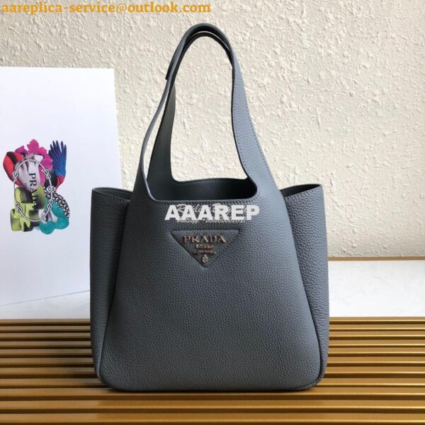 Replica Prada Leather Handbag 1BG335 Dark Grey 3