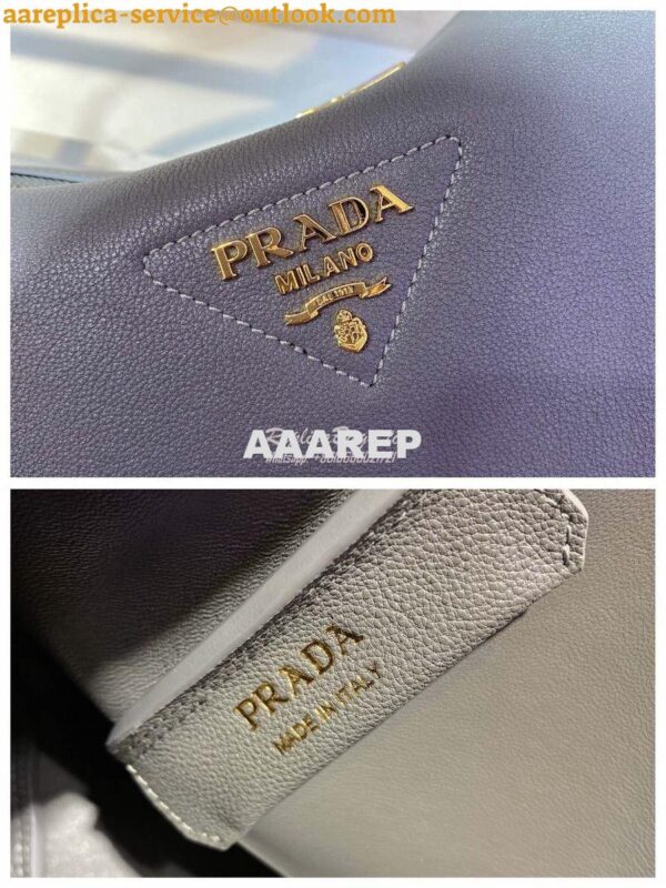 Replica Prada Medium Leather Handbag 1BC142 Grey 6