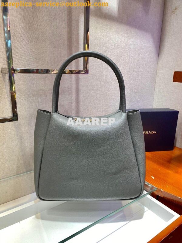 Replica Prada Medium Leather Handbag 1BC142 Grey 9