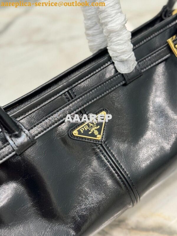 Replica Prada Medium leather shoulder bag 1BA426 Black 4