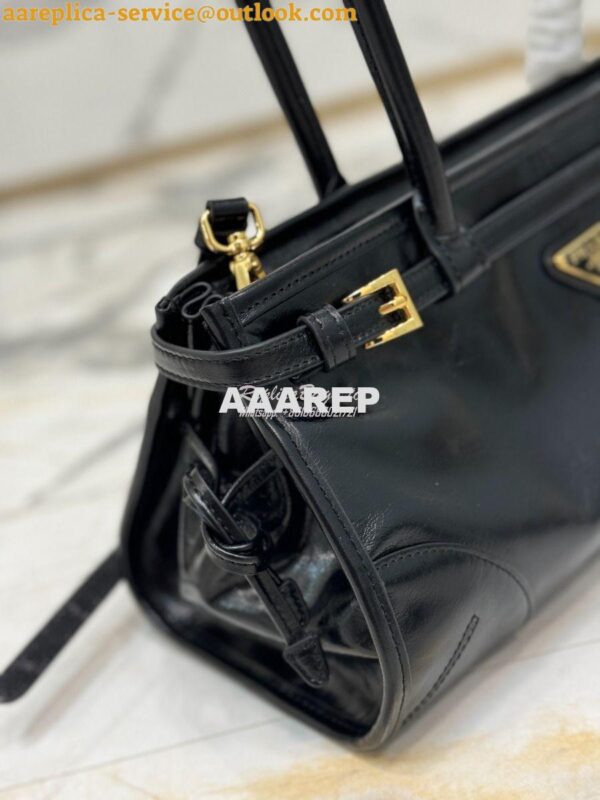 Replica Prada Medium leather shoulder bag 1BA426 Black 5