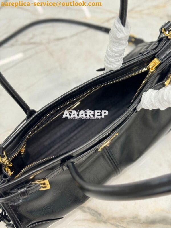 Replica Prada Medium leather shoulder bag 1BA426 Black 6
