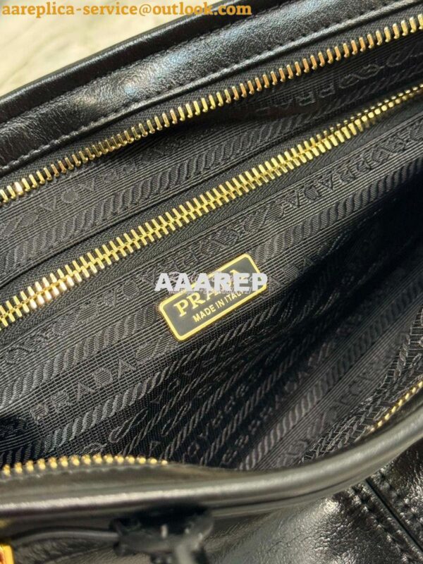 Replica Prada Medium leather shoulder bag 1BA426 Black 7