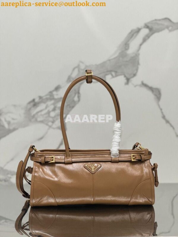 Replica Prada Medium leather shoulder bag 1BA426 Cameo