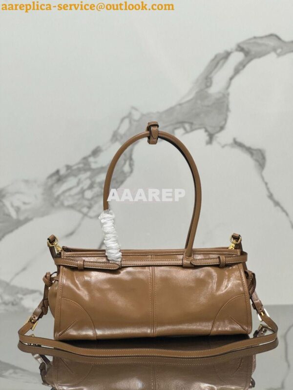 Replica Prada Medium leather shoulder bag 1BA426 Cameo 6