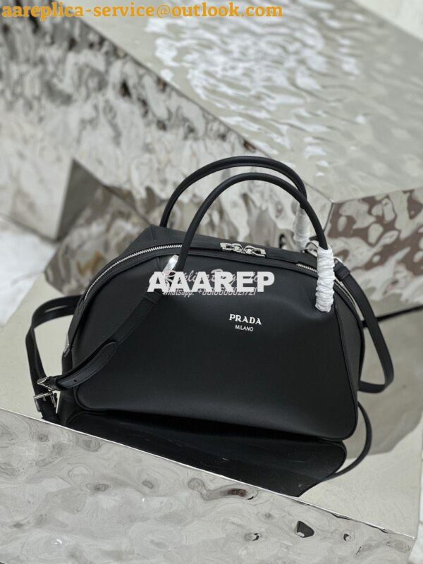 Replica Prada Medium Leather Supernova Handbag 1BA365 Black 4