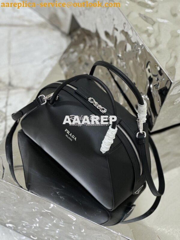 Replica Prada Medium Leather Supernova Handbag 1BA365 Black 5
