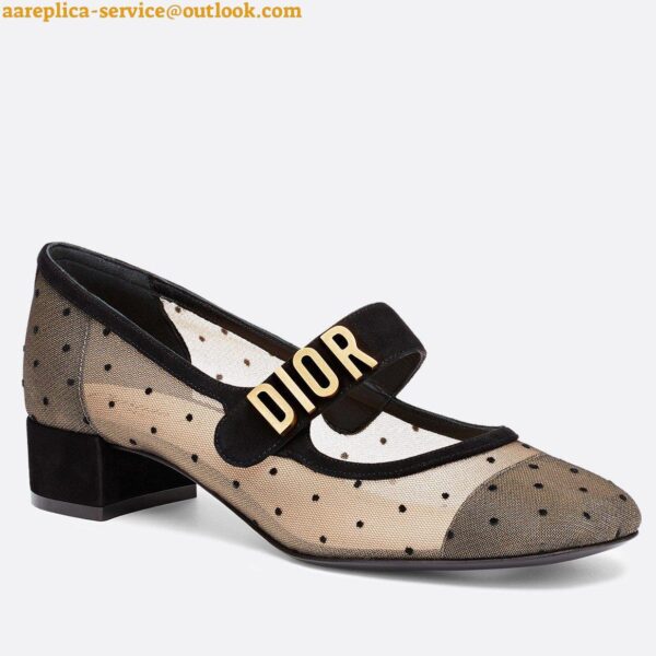 Replica Dior Baby-D Ballet Flats In Black Dotted Swiss 3