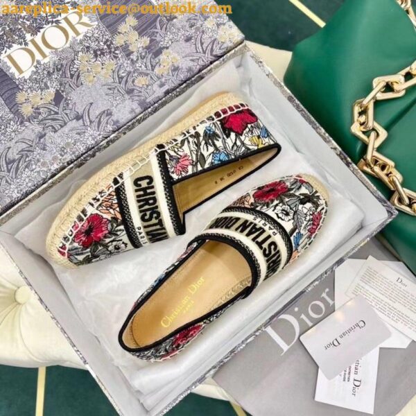 Replica Dior Granville Espadrilles In Mille Fleurs Embroidered Cotton 4