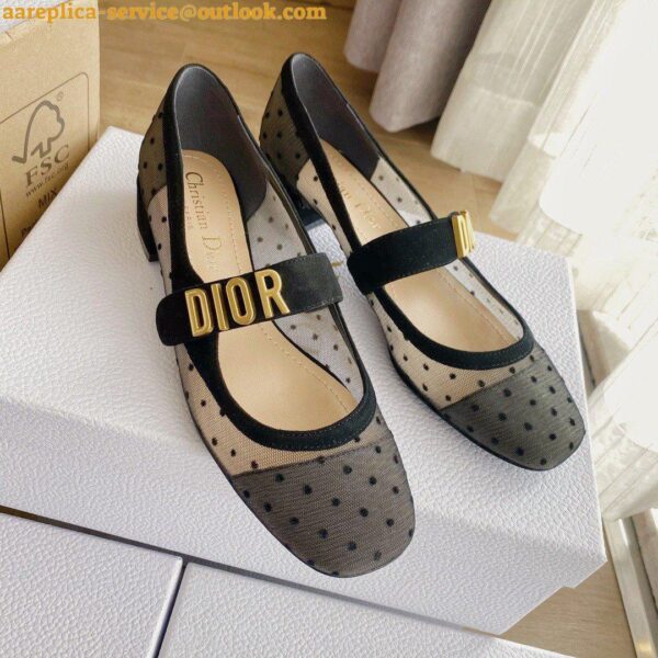 Replica Dior Baby-D Ballet Flats In Black Dotted Swiss 4