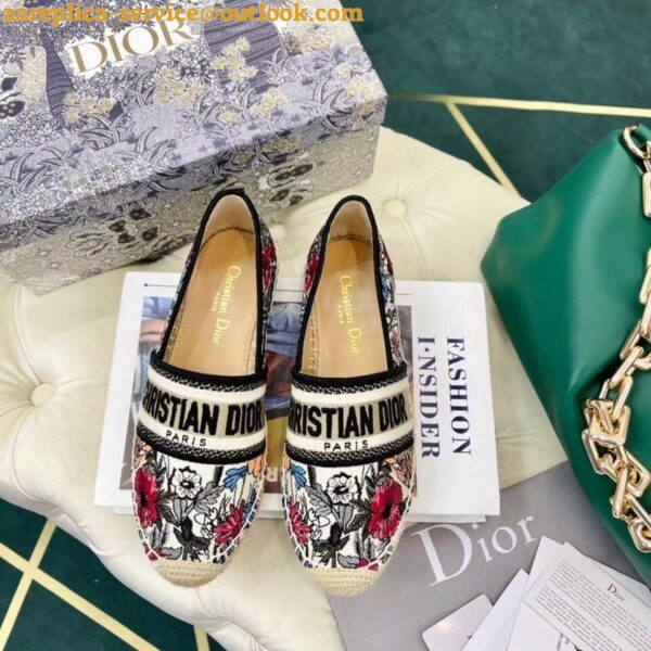 Replica Dior Granville Espadrilles In Mille Fleurs Embroidered Cotton 7