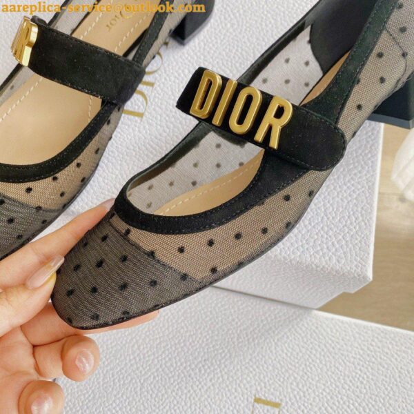 Replica Dior Baby-D Ballet Flats In Black Dotted Swiss 6