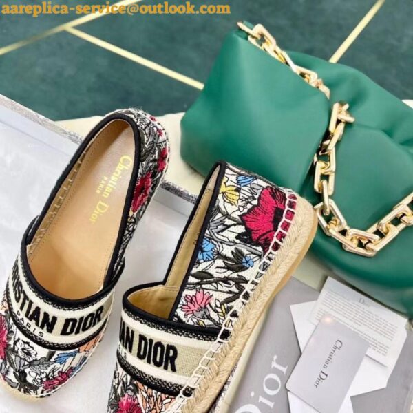 Replica Dior Granville Espadrilles In Mille Fleurs Embroidered Cotton 8