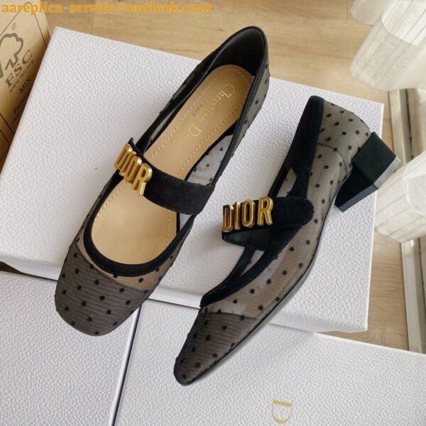 Replica Dior Baby-D Ballet Flats In Black Dotted Swiss 7