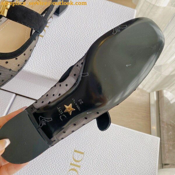 Replica Dior Baby-D Ballet Flats In Black Dotted Swiss 8