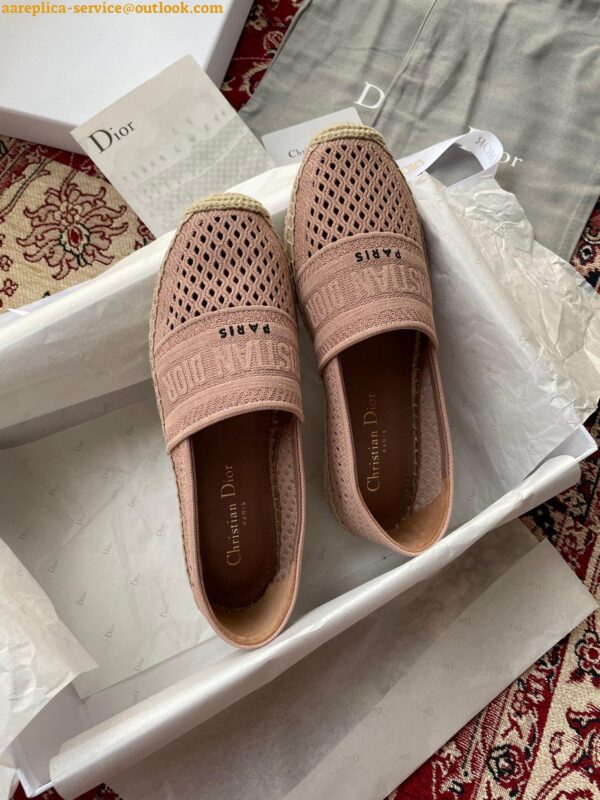 Replica Dior Granville Espadrilles In Nude Mesh Embroidery 10