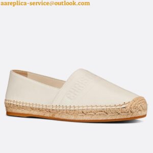 Replica Dior Granville Espadrilles In White Embossed Lambskin