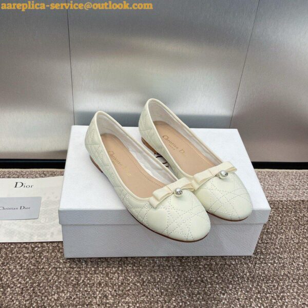 Replica Dior Ballerina Flats in White Quilted Cannage Calfskin 7