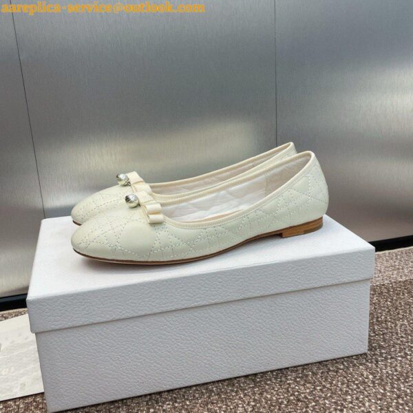 Replica Dior Ballerina Flats in White Quilted Cannage Calfskin 9