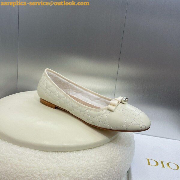 Replica Dior Ballerina Flats in White Quilted Cannage Calfskin 9