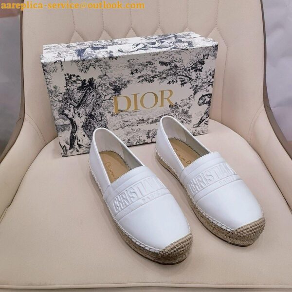 Replica Dior Granville Espadrilles In White Embossed Lambskin 17