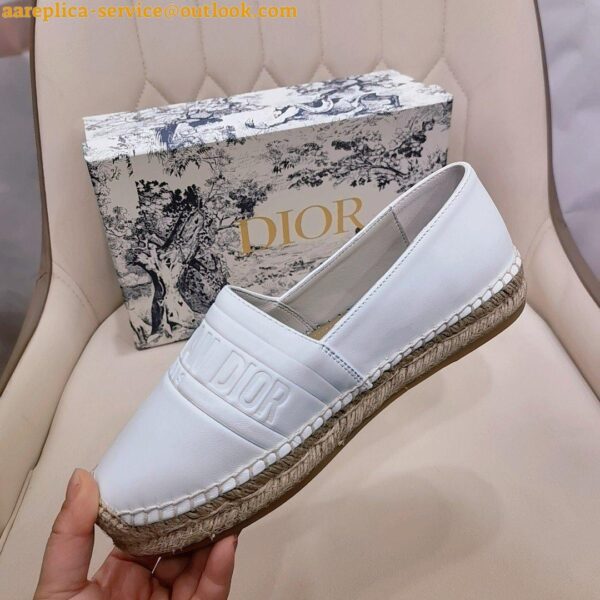 Replica Dior Granville Espadrilles In White Embossed Lambskin 19